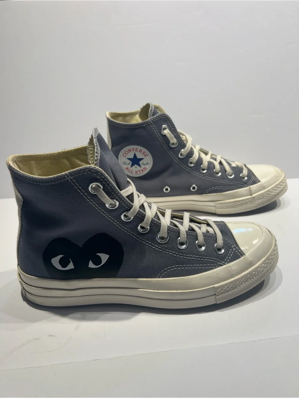 Converse x Comme des Garcons CDG Play All Star Chuck Hi Grey Sz M 7 W9 - Picture 4 of 7